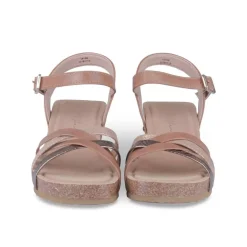 Sandales Liège COGNAC Femme Motif Animal Boucle