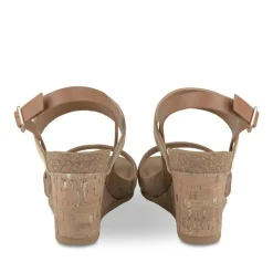 Sandales Liège COGNAC Femme Motif Rayures Boucle