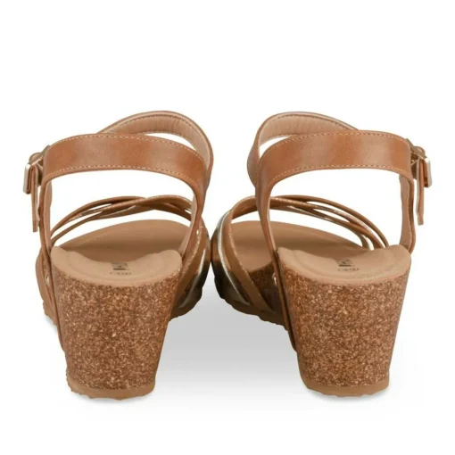 Sandales Liège COGNAC Femme Motif Uni Boucle