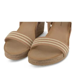 Sandales Liège COGNAC Femme Motif Rayures Boucle