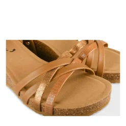 Sandales Liège COGNAC Femme Motif Animal Boucle