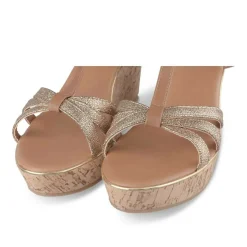 Sandales Liège COGNAC Femme Motif Paillettes Boucle