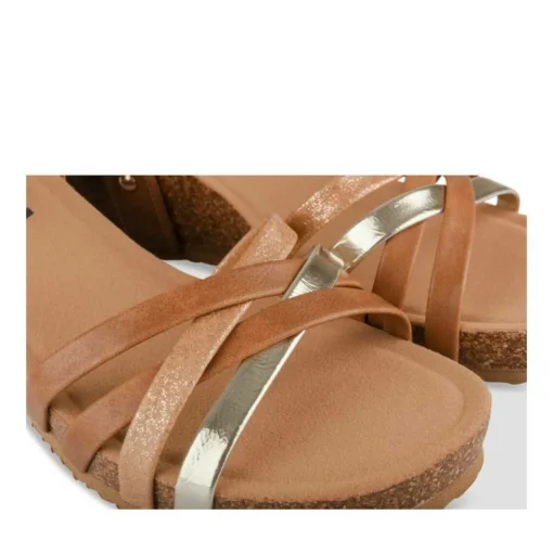 Sandales Liège COGNAC Femme Motif Uni Boucle