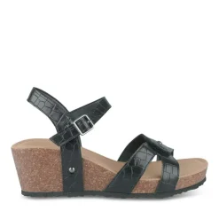 Sandales Liège NOIR Femme Motif Animal Boucle