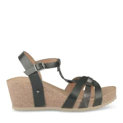 Sandales Liège NOIR Femme Motif Animal Boucle