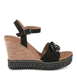 Sandales Liège NOIR Femme Motif Chaîne Boucle
