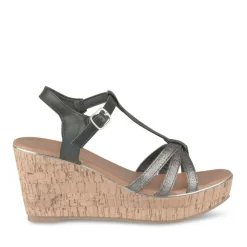 Sandales Liège NOIR Femme Motif Paillettes Boucle