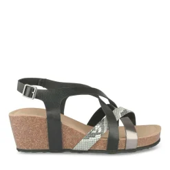 Sandales Liège NOIR Femme Motif Animal Boucle