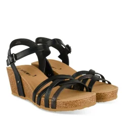 Sandales Liège NOIR Femme Motif Uni Boucle