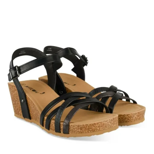 Sandales Liège NOIR Femme Motif Uni Boucle
