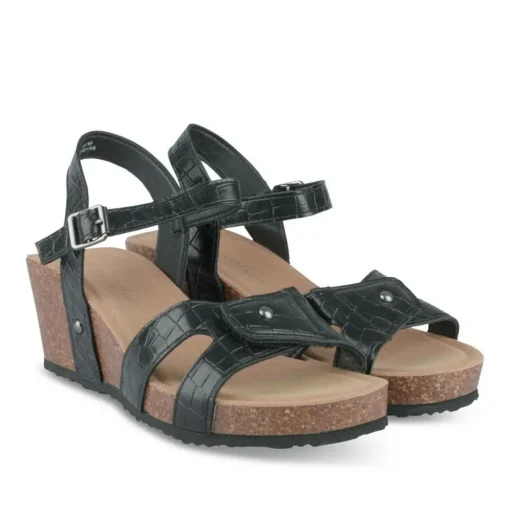 Sandales Liège NOIR Femme Motif Animal Boucle