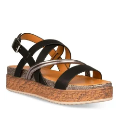 Sandales Liège NOIR Femme Boucle