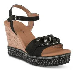Sandales Liège NOIR Femme Motif Chaîne Boucle