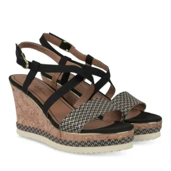 Sandales Liège NOIR Femme Motif Rayures Scratch