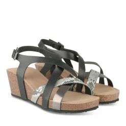 Sandales Liège NOIR Femme Motif Animal Boucle