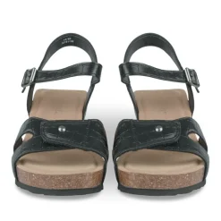 Sandales Liège NOIR Femme Motif Animal Boucle