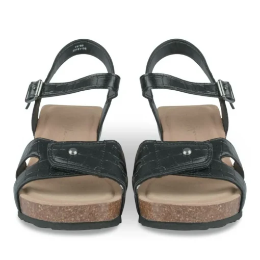 Sandales Liège NOIR Femme Motif Animal Boucle