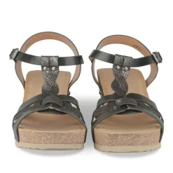 Sandales Liège NOIR Femme Motif Animal Boucle