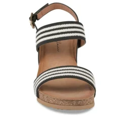 Sandales Liège NOIR Femme Motif Rayures Boucle