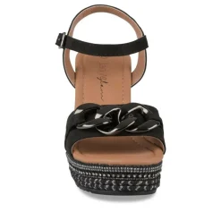 Sandales Liège NOIR Femme Motif Chaîne Boucle