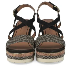 Sandales Liège NOIR Femme Motif Rayures Scratch
