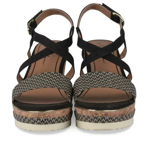 Sandales Liège NOIR Femme Motif Rayures Scratch