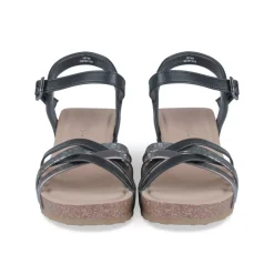 Sandales Liège NOIR Femme Motif Animal Boucle