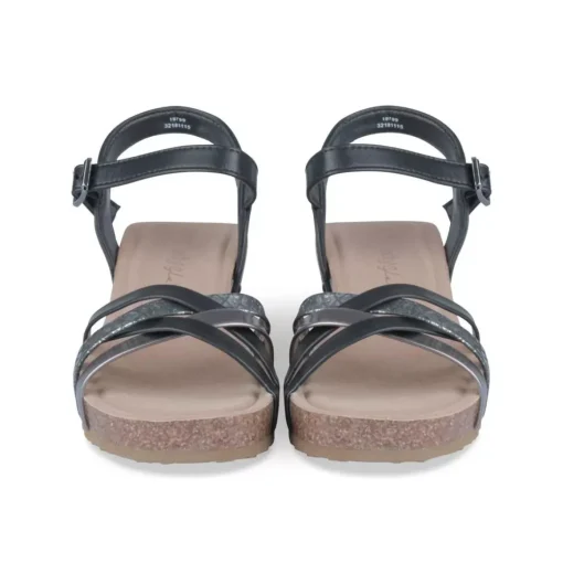 Sandales Liège NOIR Femme Motif Animal Boucle