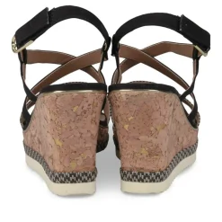 Sandales Liège NOIR Femme Motif Rayures Scratch