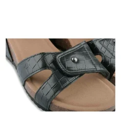 Sandales Liège NOIR Femme Motif Animal Boucle