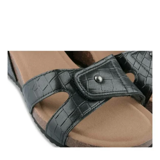 Sandales Liège NOIR Femme Motif Animal Boucle