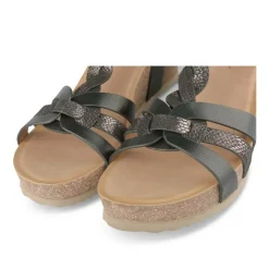 Sandales Liège NOIR Femme Motif Animal Boucle