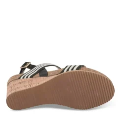 Sandales Liège NOIR Femme Motif Rayures Boucle