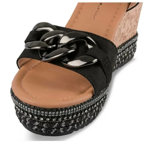Sandales Liège NOIR Femme Motif Chaîne Boucle