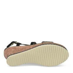Sandales Liège NOIR Femme Motif Rayures Scratch