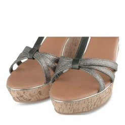 Sandales Liège NOIR Femme Motif Paillettes Boucle
