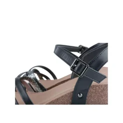 Sandales Liège NOIR Femme Motif Animal Boucle
