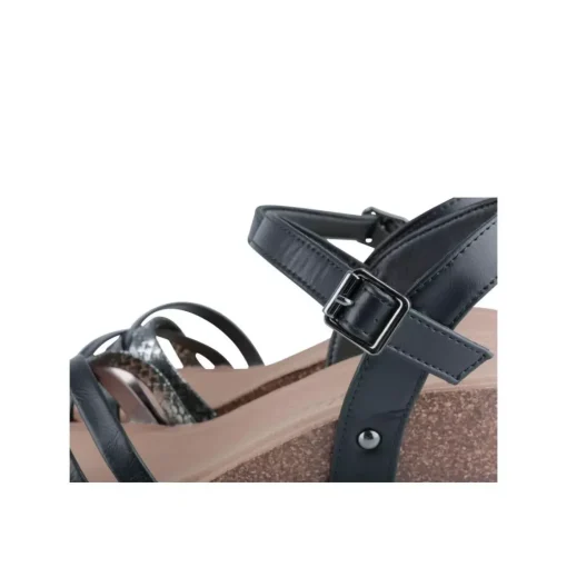Sandales Liège NOIR Femme Motif Animal Boucle
