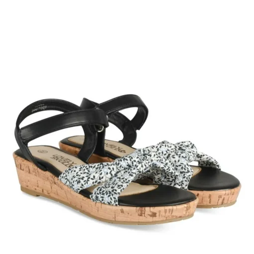 Sandales Liège NOIR Fille Motif Fleuri Scratch