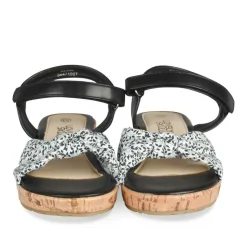 Sandales Liège NOIR Fille Motif Fleuri Scratch