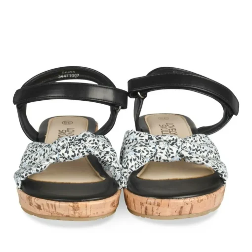 Sandales Liège NOIR Fille Motif Fleuri Scratch