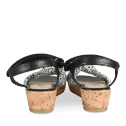 Sandales Liège NOIR Fille Motif Fleuri Scratch