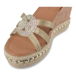 Sandales Liège OR Femme Motif Paillettes Boucle