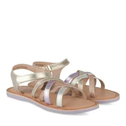 Sandales LILAS Fille CUIR Motif Iridescent A Enfiler