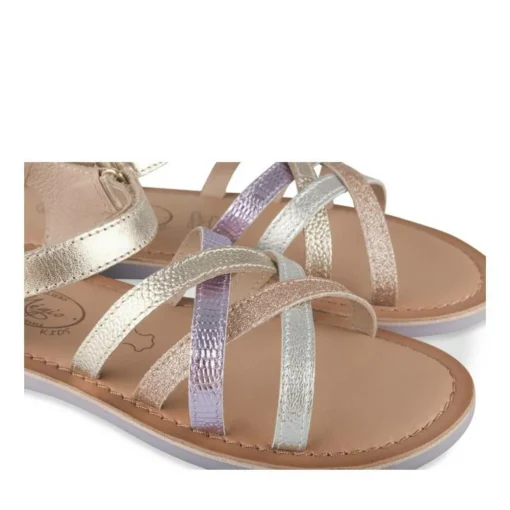 Sandales LILAS Fille CUIR Motif Iridescent A Enfiler