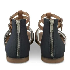 Sandales MARINE Femme Motif Rayures Boucle