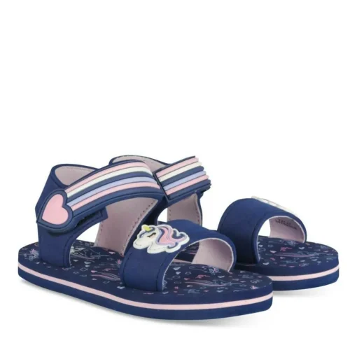 Sandales MARINE Fille Motif Licorne Scratch