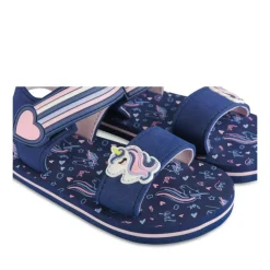 Sandales MARINE Fille Motif Licorne Scratch