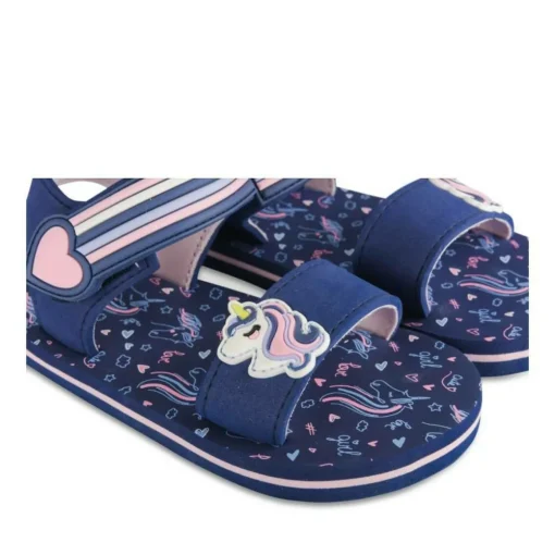 Sandales MARINE Fille Motif Licorne Scratch