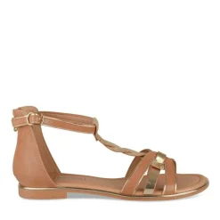 Sandales MARRON Femme Motif Animal Fermeture éclair